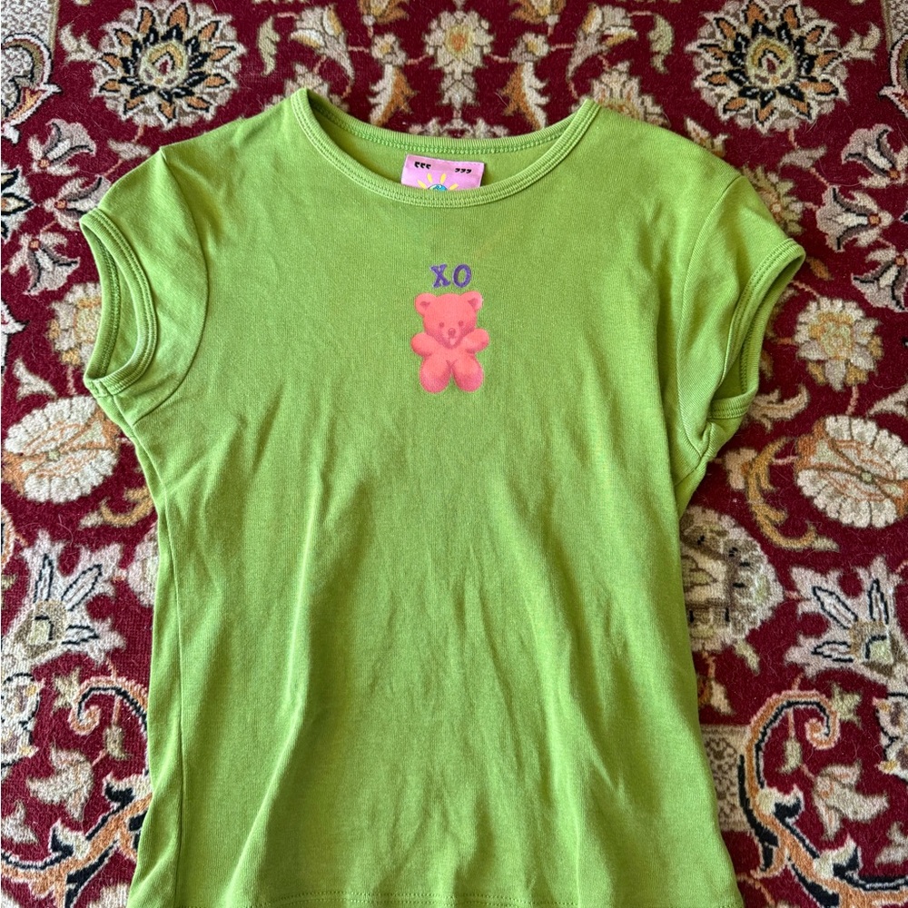 UNIF Green and Pink Short Sleeve Tee